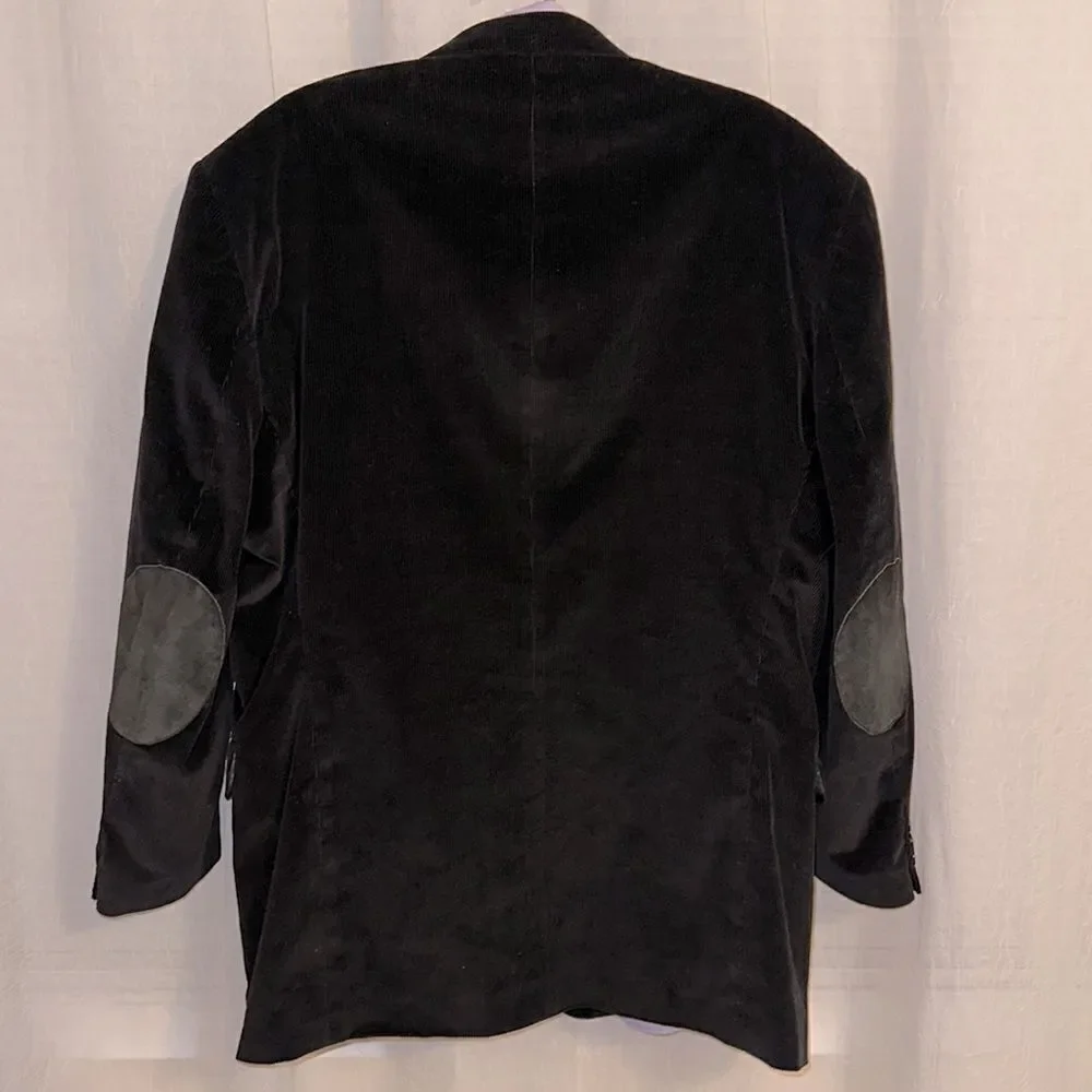 Monsieur Adolfo 49L-50L Black Corduroy Blazer Sport Jacket